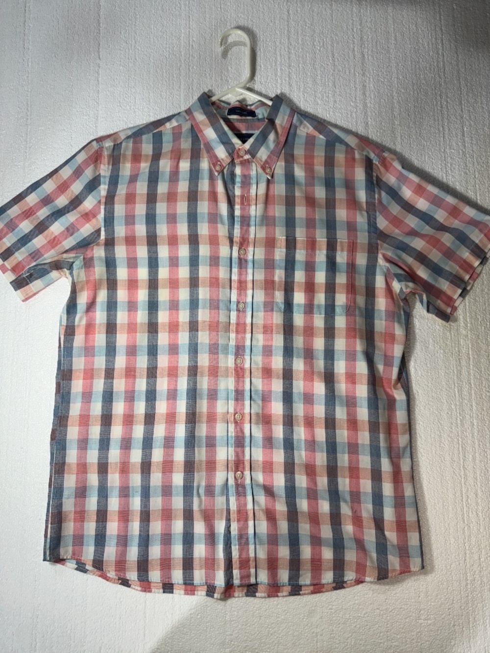 Saddlebred Men's Short-Sleeve Button-Down Plaid Shirt - Red, Blue & White